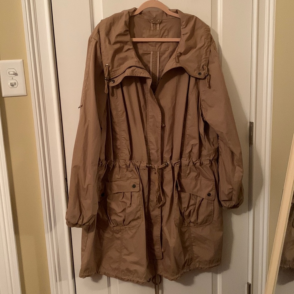 Eddie Bauer khaki utility jacket drawstring waist & hem large pockets size 4x